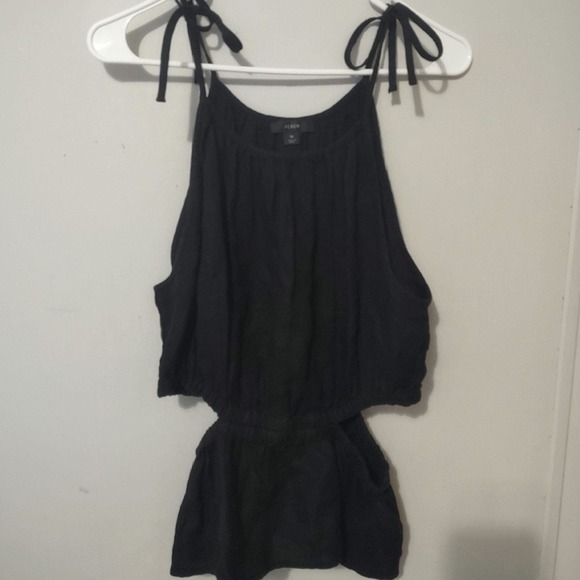 J. Crew Black Cutout Linen Tank Top Size Medium - Picture 3 of 7